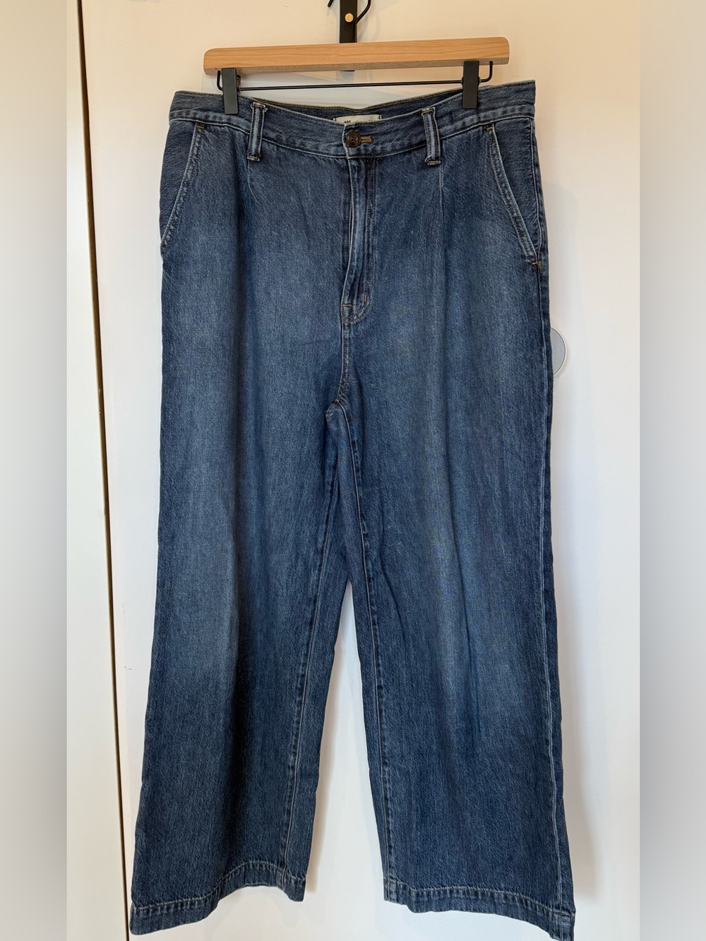 Madewell Wide-Leg Trouser Jeans in Dark Blue Denim